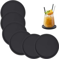 2/4pcs Non-Slip Silicone Drink Coasters - Large Black Cup Coaster Set for Outdoor & Indoor Drinks - Anti Stain & Heat Resistant