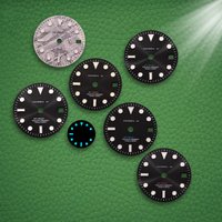 28.5mm 3D S Logo Meteorite GMT Dial Sun Dial Suitable for NH34 Movement ice Blue Luminous Watch Modification Accessories