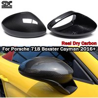718 Real Dry Carbon Mirrors For Porsche 718 Cayman Boxster 2016+ Replacement Exterior Side Mirror Covers Caps 2Pcs/set RHD LHD