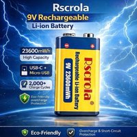 9V 23600mWh Rechargeable Li-ion Battery Type-C Fast Charging High Capacity Long Lasting