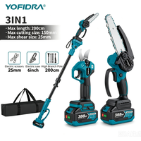 6-Zoll-Akku-Mini-Kettensäge mit bürstenlosem Motor und 32-mm-Elektro-Astschere-Set mit ausziehbarer Stange, 18-V-Akku-betriebene Hochstamm-Schneidwerkzeuge für Garten, Baum- und Holzschneiden