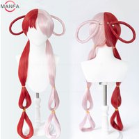 Uta Cosplay Wig Anime Uta Red Pink Heat Resistant Hair Halloween Wig Earphone Props Woman Girl Cosplay + Wig Cap