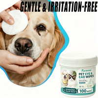 1Box 100Pcs Pet Eye Cleaning Wipes Fragrance Free Hypoallergenic Dog Cat Tear Stain Remover Gentle Soothing Ear Eye Care Wipes