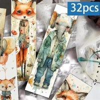 32pcs, whimsical animal-themed Bookmarks, Christmas, Teacher Gift, Back-To-School Holiday Gifts, Creative Artistic Designs