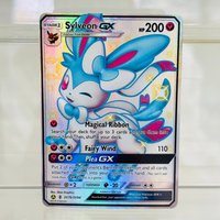 Pokemon Sylveon GX SV76/SV94 English Card with Holographic Texture, Perfect Condition DIY Premium Anime Collection Card