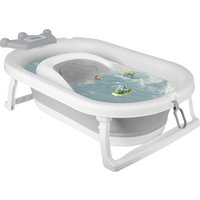 Faltbare Badewanne passend für Babys im Alter von 0 bis 36 Monaten, ergonomisch und ohne Rand, mit Wasserthermometer, Sitz, Bademütze, 82 x 43 x 20 cm