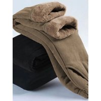 Thickened Fleece Lined Winter Cotton Pants High Waist Warm Trousers for Women plus Size Elastic Waist Long Pants