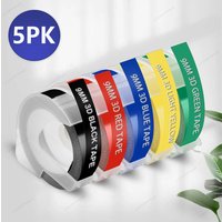 2pcs/5pcs 3D Label Ribbon Self-adhesive 9mm Dymo 3D Embossing Tape Compatible for DYMO 12965 1610 Motex E101 B90 Label Printer