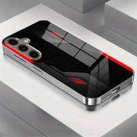Advanced business black glass phone case suitable for Samsung Galaxy S26 S25 S24 S23 S22 S20 FE/Ultra/Plus anti drop back cover
