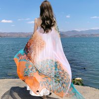 Large 125x180cm Shawl Sarong Wrap Thin Transparent Travel Beach Sunscreen Scarf for Women Bikini Brazilian Swimsuit Cover-ups