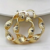 Huitan Gold Color Twist Hoop Earrings for Women Minimalist Daily Wear Big Circle Earrings Modern Fashion Female Jewelry Dropship
