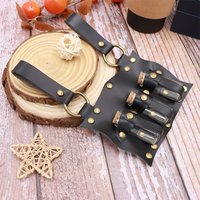 Vintage Medieval Potion Bottle PU Leather Holster, 3 Slots Mini Glass Vial Waist Hanger, Cosplay LARP Belt Accessory Holder