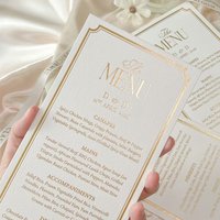 Vintage Gold Monogram Menu Thank You Cards Wedding Invitations Dinner Party Table Place Cards for Birthday Celebration