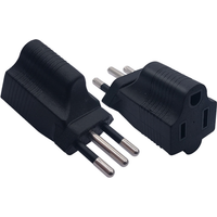 Black PVC Copper 16A 250V Chile El Salvador Uruguay Italian standard male to Canada Japan US 5-15R female plug socket converter