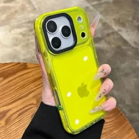Luxury Transparent Airbag Phone Case For iPhone 17 Air 16 Pro Max 15 14 13 12 11 Contrasting Bumper Shockproof TPU Clear Cover