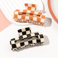 2Pcs Black Orange Checkered Hair Claw Clips Medium Jaw Clip Y2K Hair Barrettes for Women Strong Hold Hair Clamp Hair Accessories