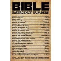 Bible Emergency Numbers Christian Wall Decor Metal Tin Sign Inspirational Art Poster Gift For Living Ro