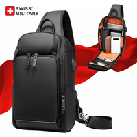 SWISS Men's Fashion Chest Bag Multifunctional Waterproof Shoulder Bag Sports Crossbody Bag Nylon Handbags Usb Bag Sling Pack