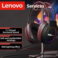 Lenovo Over-Ear Headphones with Microphone, Gaming Headphones, Rgb Lighting, Cool Colorful Lights, Suitable for Desktop and Laptop Computers, Comfortable, Sound-Isolating, and Noise-Cancelling