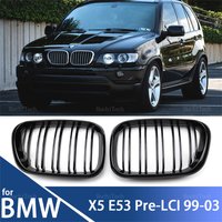 Car Glossy Black Grill Front Kidney Grille for BMW X5 E53 Pre-LCI 1999 2000 2001 2002 2003 Dual Slats Double Line Grills