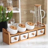 Seasoning Box Chili Jar With Lid Seasoning Bottle Jar Set Seasoning Box Ceramic Salt Jar Household Kitchen Supplies Storage Tank