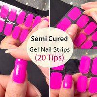 16/20Strips Rose Red Semi-Cured Gel Nail Decals UV/Led Lamp Gel Polish Sticker Adhesive Sliders Long Lasting Cover Nail Wraps