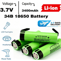 NCR18650B Li-Ionen-Akku 3,7V 34B 3400mAh Wiederaufladbarer Lithium-Akku für 18650-Akku + DIY-Nickelstück, Haushaltsgeräte, Taschenlampen usw. Ersatzakku, Ersatzbatterie