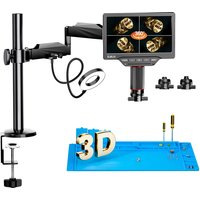 Elikliv EM3K-3D Max 10,1' 3D-Digitalmikroskop mit magnetischer Doppellinse, HDMI 3K, Löt-Mikroskop für Elektronik mit flexiblem Arm