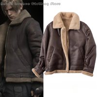 Game Biohazard Resident Remake Leon Scott Kennedy Cosplay Costumes Faux Leather Jacket Role Play Coat for Man Women Party