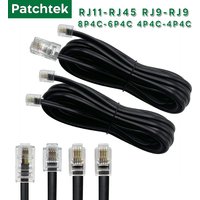 PATCHTEK RJ11 to RJ45/RJ9 to RJ9 Connector Telephone Cable 8p4c 6p4c 4p4c Adapter Modular Handset Voice Extension Data Cable