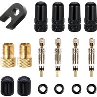 Bicycle Presta To Schrader Adapter and French Valve Cap and Plastic Valve Cap and O-ring and Bicycle Removable Presta Valve Core