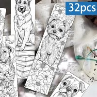 32pcs Dog Coloring Bookmarks Colouring Bookmarks Valentine's Day Gifts DIY Page Dividers Planner Labels Essential for Book Lover