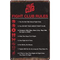 Vintage Metallschild Poster Fight Club Regeln Retro Metallblechschild Wanddekoration Geschenk für Badezimmer Restaurant Schlafzimmer Theater
