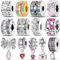 charms plata de ley 925 Infinite Love Isolation Bead Rubber Stopper Positioning Clip Beads Fits 3mm Bracelets For Women Jewelry