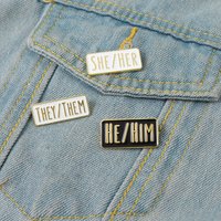 Minimally Creative Alphabet Badge Enamel Pins Cartoon Drip Oil Badge Series Third Person Pronouns Brooches Lapel Badges Gift