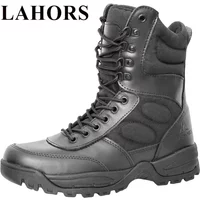 LAHORS® Brand Lightweight Cowhide Leather Tactical Boots Men's Desert Combat Outdoor Hiking Ankle Shoes Men