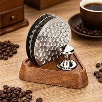 Coffee Puck Screen Set with Solid Wood Storage Holder 3 Reusable Filters Magnetic Removal Tool Set Fit 51/53/58mm Portafilter