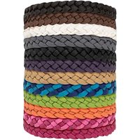 12Pcs Mosquito Repellent Bracelet Anti Sting Leather Woven Bracelet Insect Repellent Band for Outdoor Camping Fishing Traveling