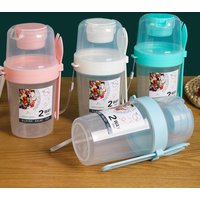 /KQM/Breakfast Fruit Oat Yogurt Salad Cup with Lid and Spoon Two-layers Food Storage Bento Box Fitness Fat-Reduced Taper Bowl