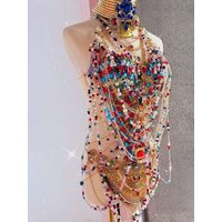 Jibaro Sea Demon Handmade Exotic Style Sexy Bead Body Chain Music Festival Edc Internet Celebrity Performance Clothes