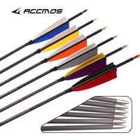 6/12pcs Pure Carbon Natural Feathers Arrow ID4.2mm Spine 250 - 1800 Archery Compound / Recurve Bow Shooting