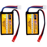 2PCS 7.4V 500mAh 30C Lipo Battery JST-2P Plug For RC Helicopters, Quadcopters, Micro FPV Racing Cars, Drones, RC Cars And Trucks