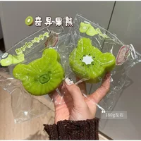 Kawaii Kiwi Rilakkuma Squishy, Cute Fruit Bear TPR Fidget Toy for Anxiety Relief & Collection