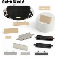 50/100PCS Rectangle Metal Customize Logo Labels Tags For Shoes Handbag Bag Purse Laser Name Decorative Buckles Clasp Accessories