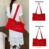 Summer Large Capacity Canvas Tote Bag Women's Commuter Shoulder Bag Fashionable Stitching Elements Soft Handle Dig Bag