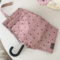 Windproof U-Shaped Handle Polka Dot Umbrella Dual-Use 8-Rib Manual Sun Umbrella Lightweight UV Protection Umbrella Summer