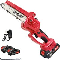 6-Zoll-Mini-Akku-Elektrokettensäge 2x21V 2000mAh Bürstenloser Motor Geringe Rückstöße Einhandbedienung für Garten, Baumbeschnitt und Holzschneiden