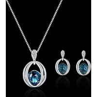 Fashion Ladies Crystal Stone Stud Earrings Pendant Necklace Earrings Jewelry Set Women's All-match Jewelry Wholesale