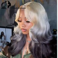 Brazilian Long Wavy Wig Cosplay Human Hair Wig White Black Grey Pink Purple Long Straight Colored Premium Silky Human Hair Wig