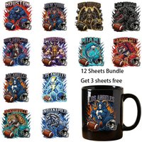 12 sheets bundle 4 inches Football team UV Sticker Party DIY Decals 3D transfers uvdtf tumbler stickers 16oz uv dtf cup wraps